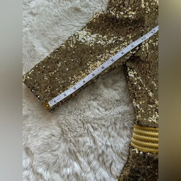 Zhivago Eye of Horus Gold Sequin Should Pads Dress Size 4 - Picture 5 of 11